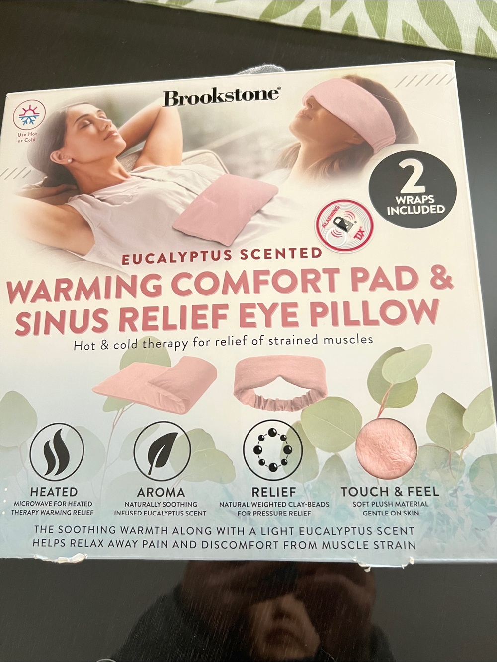 Brookstone Pink Warming Comfort Pad & Sinus Relief Eye Pillow